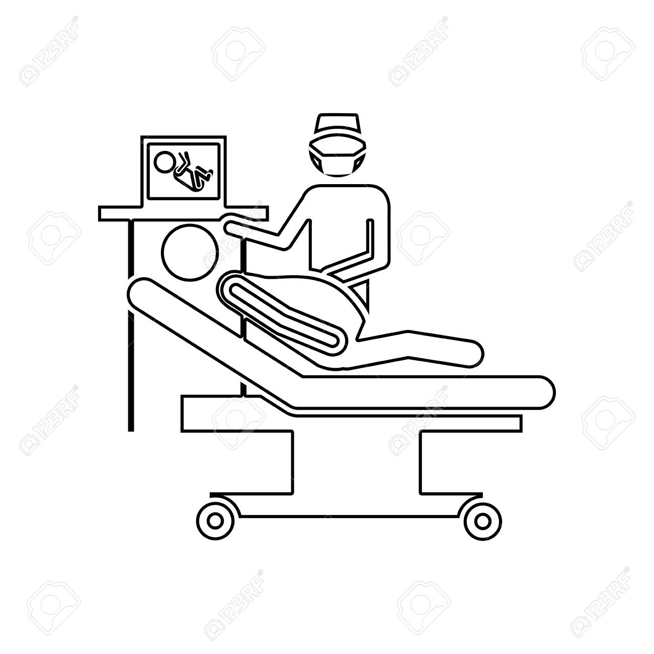 1300x1300 Silhouette Pregnant Woman With Obstetrician Icon Flat Vector