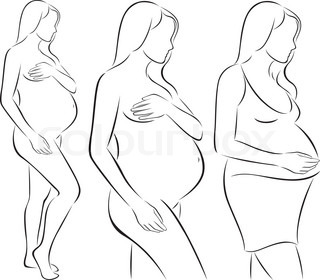 320x280 Hand Drawing Line Cartoon Yoga For Pregnancy Illustration Stock
