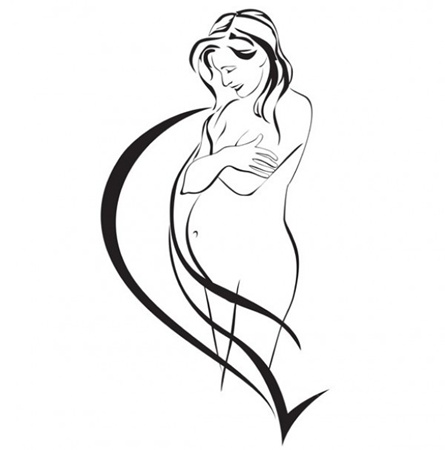 445x450 Pregnant Mother Sketch Vector Graphic