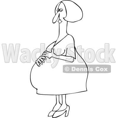 400x400 Outlined Pregnant Woman Resting Her Hand On Her Large Belly