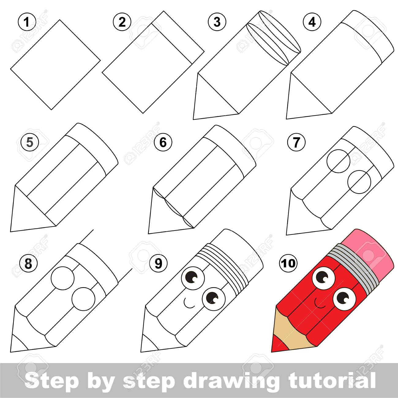 1300x1300 Drawing Tutorial For Preschool Children. Royalty Free Cliparts
