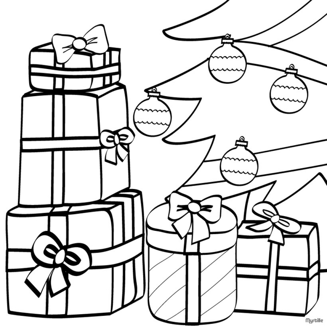 640x640 Christmas Tree With Presents Drawing Christmas Tree Sketches Az