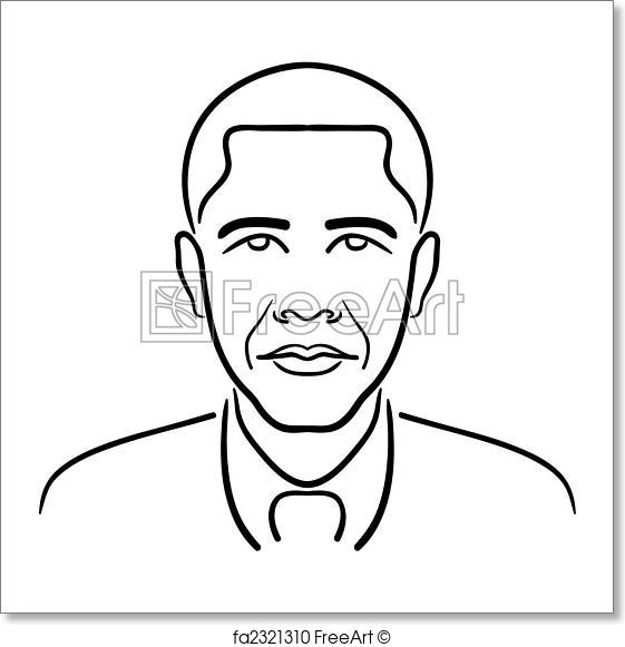 561x581 Free Art Print Of Barack Obama Line Drawing. Simple, Clean Line