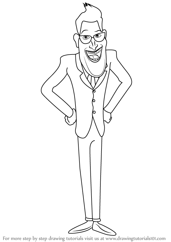 598x844 Learn How To Draw President Hathaway From Monsters Vs. Aliens