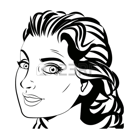 450x450 Pretty Face Woman Hairstyle Comic Vector Illustration Royalty Free