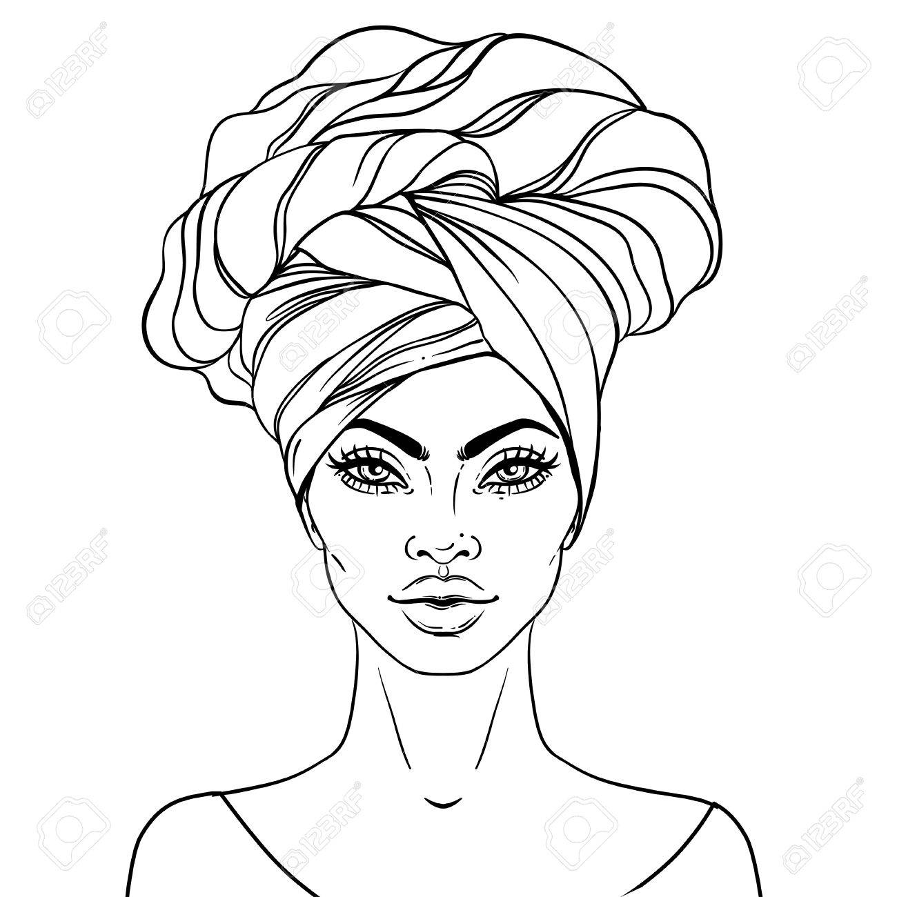 1300x1300 African American Pretty Girl. Vector Illustration Of Black Woman