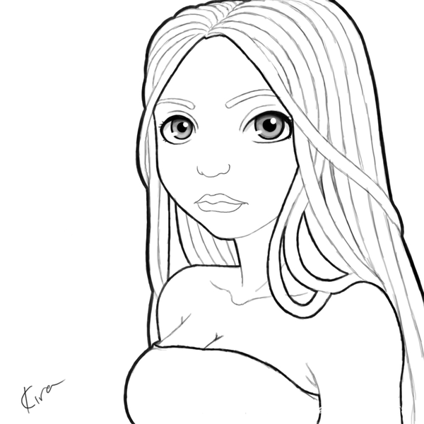 600x600 Pretty Girl With Locks Lines By Kiratheartist