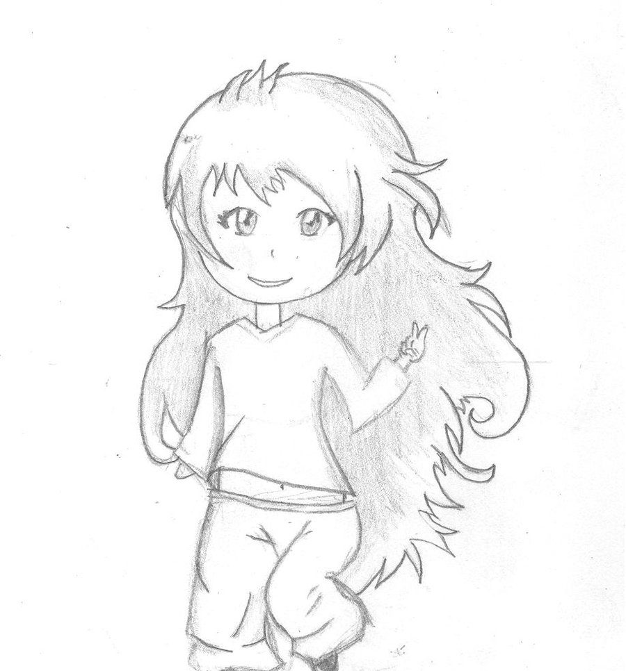 900x966 Cute Chibi Girl Long Hair By Hedwigs Art