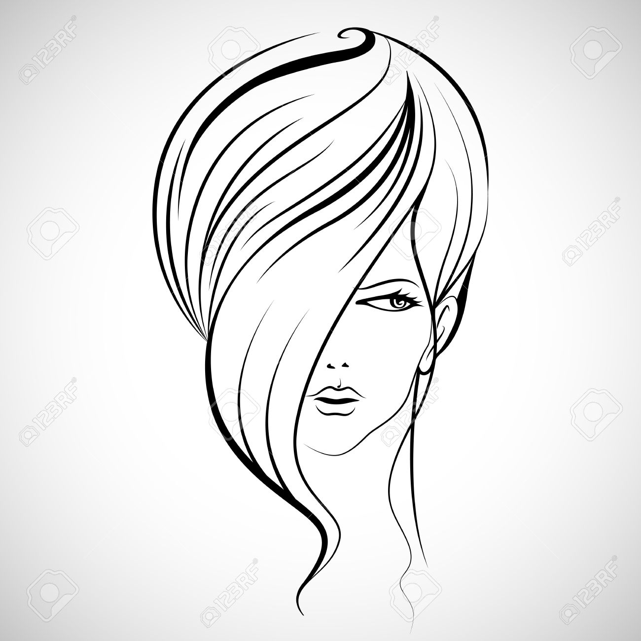 1300x1300 Illustration Of Beautiful Lady In With Hairstyle Royalty Free