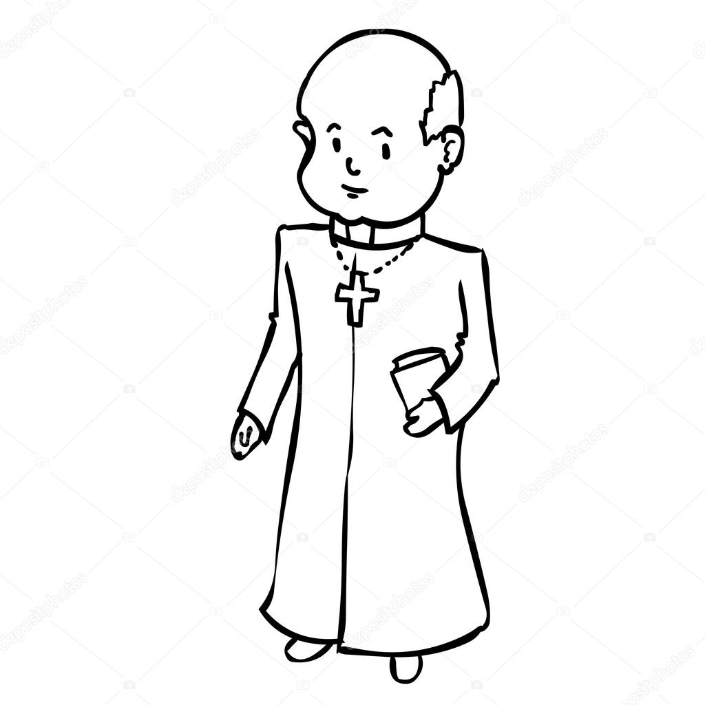 1024x1024 Cute Catholic Priest. Stock Vector Dergriza
