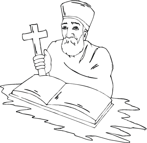 480x468 Priest With Cross Coloring Page Free Printable Coloring Pages