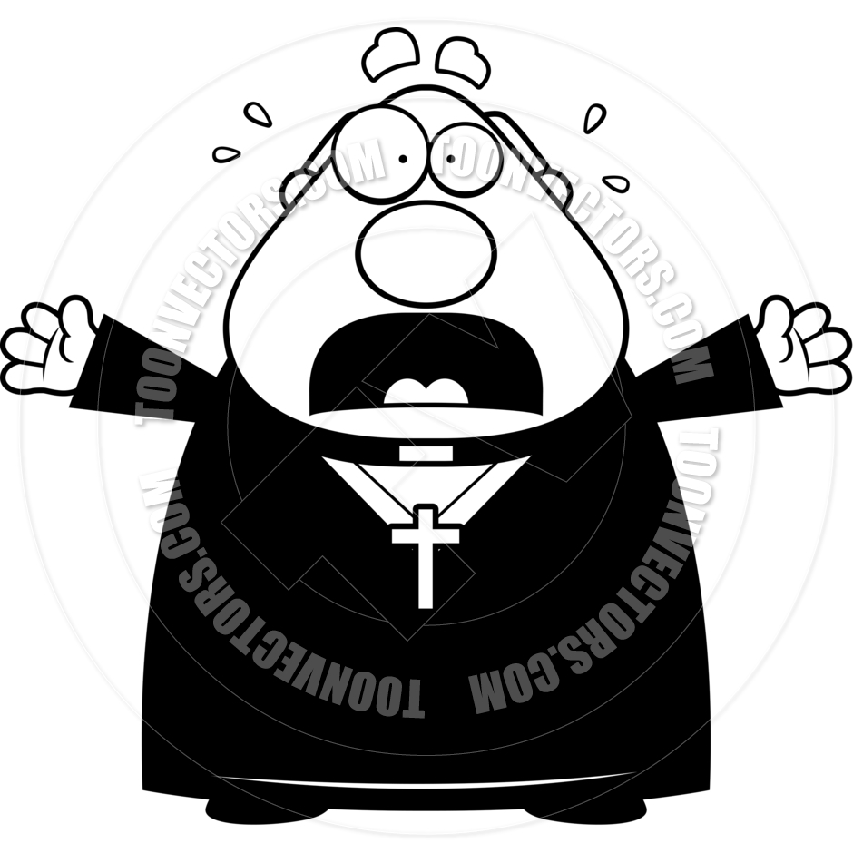 940x940 Cartoon Priest Scared (Black And White Line Art) By Cory Thoman