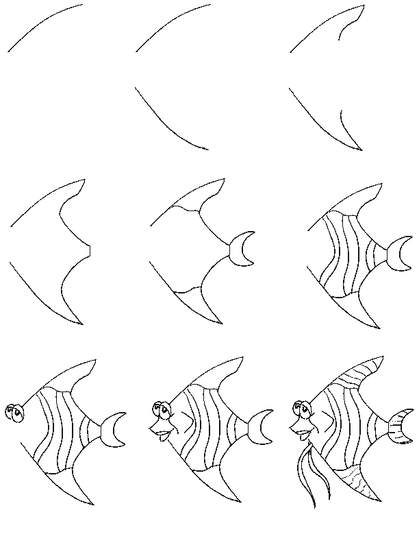 612x792 Angelfish Primary Cartooning Angelfish, Drawings