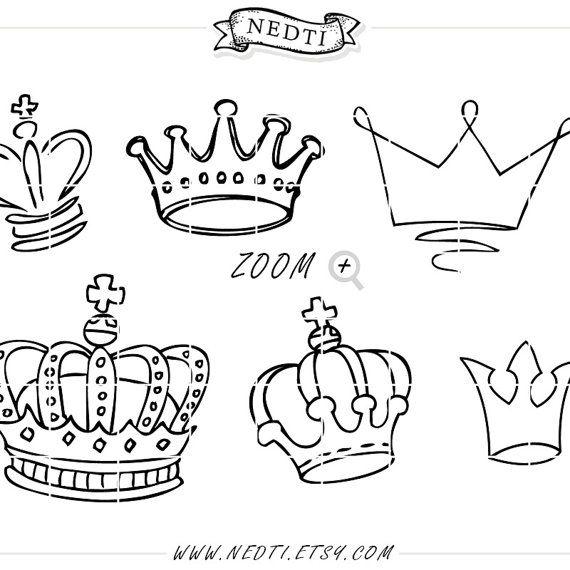 570x570 Crowns Doodle Hand Drawn Vector, Prince Crown Digital Clipart