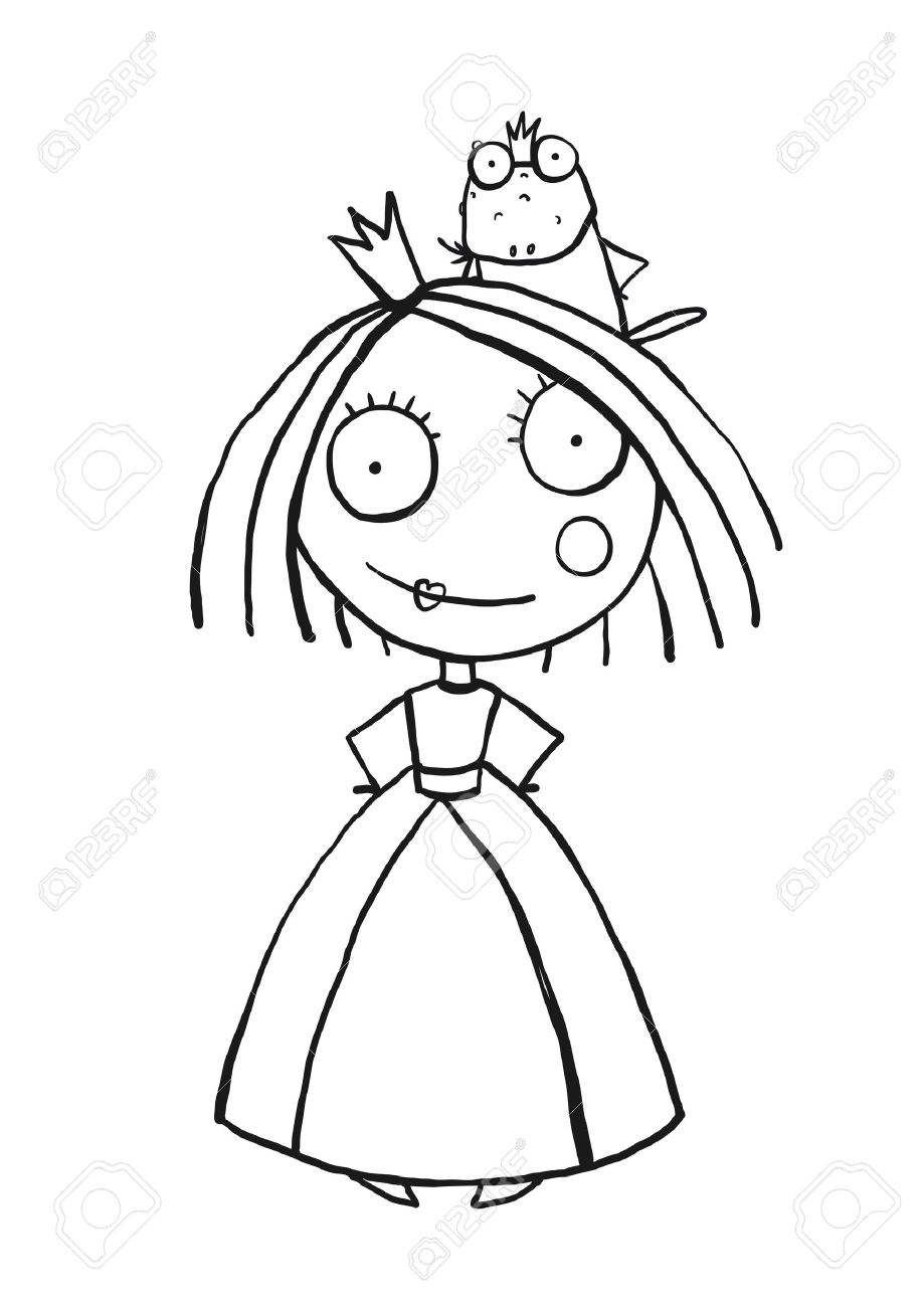 919x1300 Princess And Prince Frog Portrait Coloring Page. Fun Childish Hand