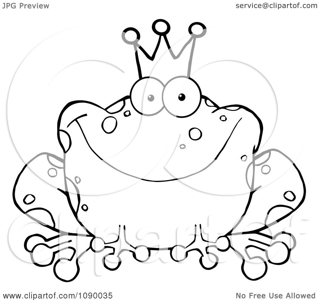 1080x1024 Clipart Outlined Fairy Tale Frog Prince Wearing A Crown