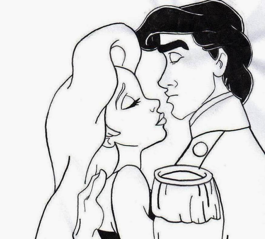 875x789 Colour Drawing Free Hd Wallpapers Ariel And Prince Coloring Page