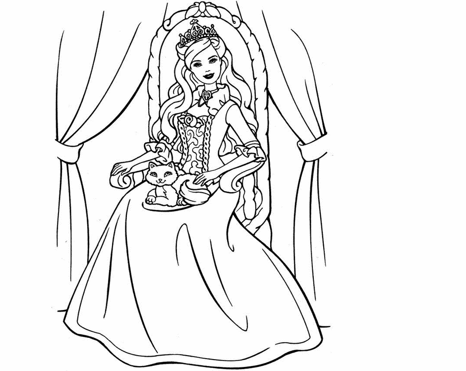 940x749 Colours Drawing Wallpaper Beautiful Barbie Princes Amp Sweet Cat