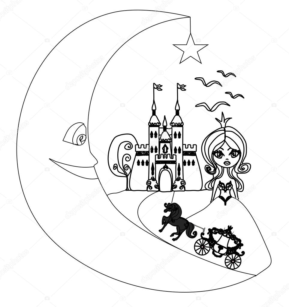 963x1024 Medieval Castle,princess, Carriage And The Moon