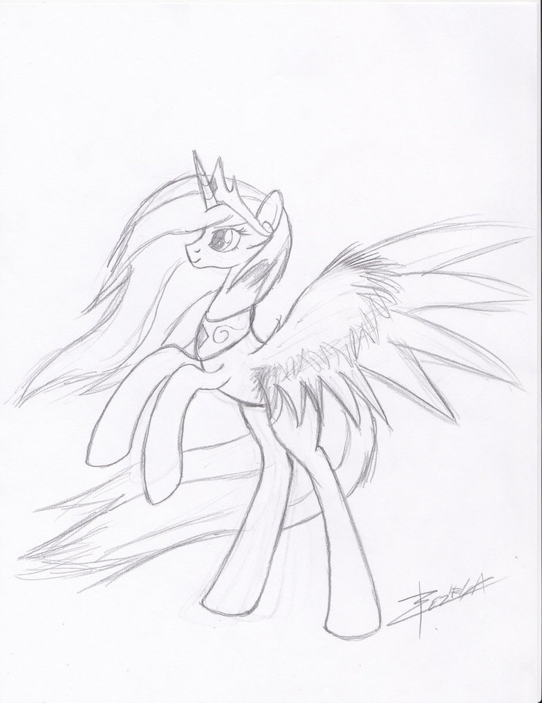 784x1018 Princess Celestia Sketch By Xeirla