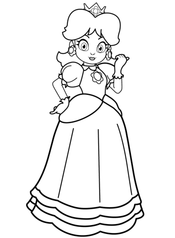 353x480 Princess Daisy Coloring Page Free Printable Coloring Pages
