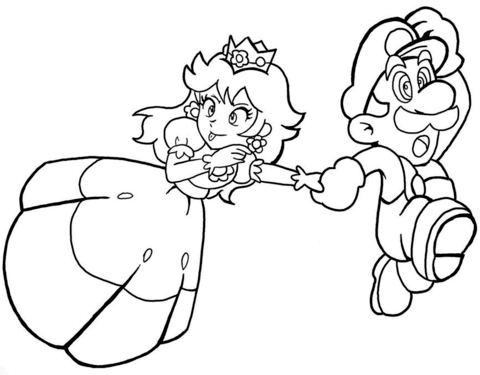 480x375 Princess Daisy With Mario Coloring Page Free Printable Coloring