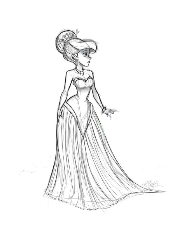 600x816 Ariel Fashion Dress Sketch By