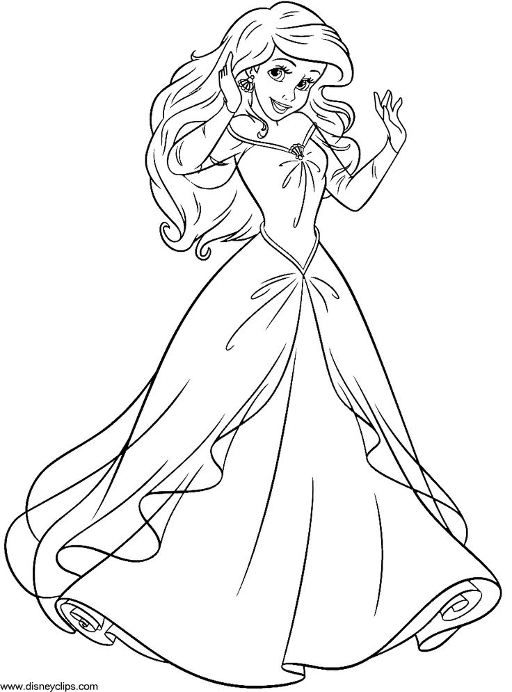736x995 Princess Ariel Dress Coloring Pages Printable For Pretty Page