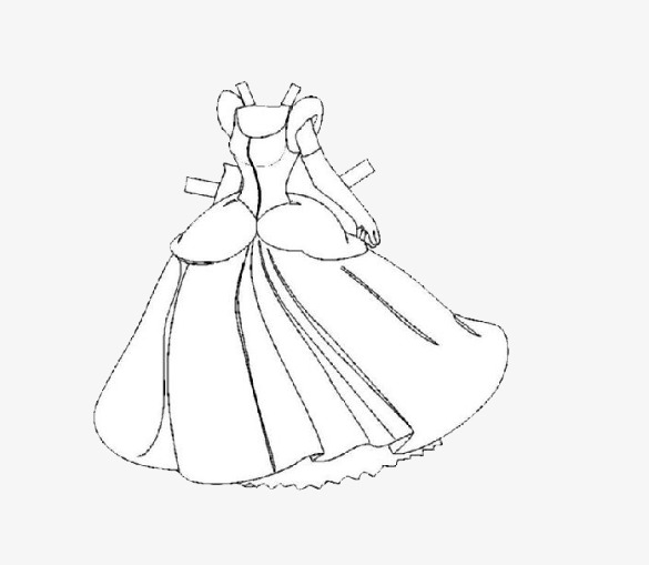 585x509 Sketch Princess Dress, Lovely, Princess, Dresses Png Image