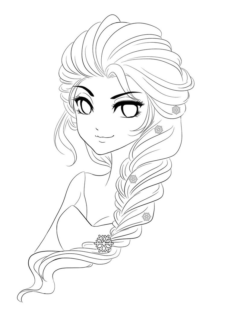 766x1043 Princess Elsa Anime Lineart By Shinekoshin