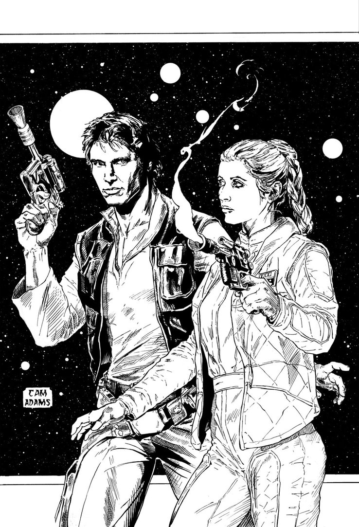 738x1083 Han Solo And Princess Leia Commission Inks By Camadams0925