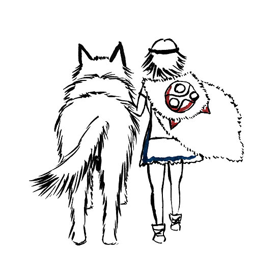 550x550 Princess Mononoke And Moro No Kimi Posters By Ohsosketchy Redbubble