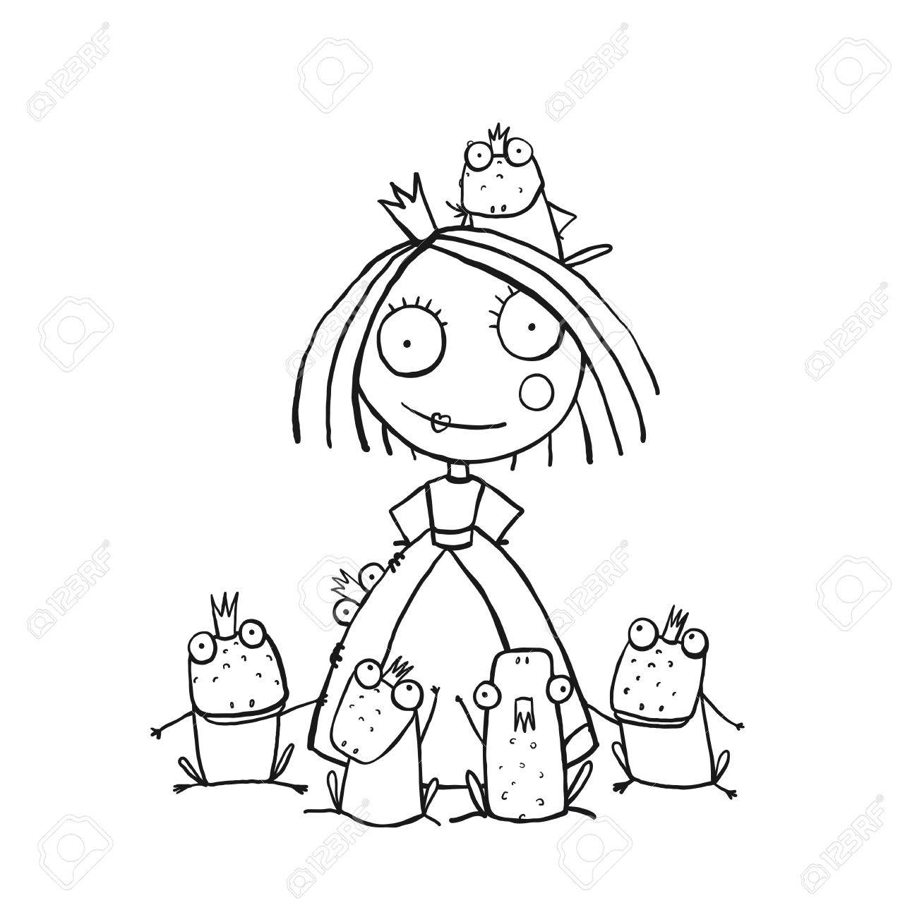 1299x1300 Princess And Many Prince Frogs Portrait Coloring Page. Fun