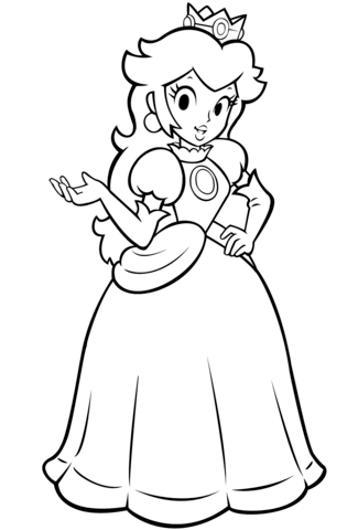 325x480 Mario Bros. Princess Peach Coloring Page Free Printable Coloring