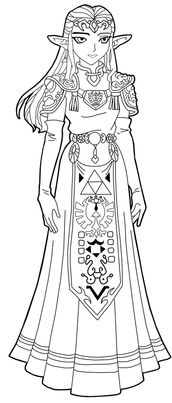 585x1367 Princess Zelda Line Art By Frozen Phoenix