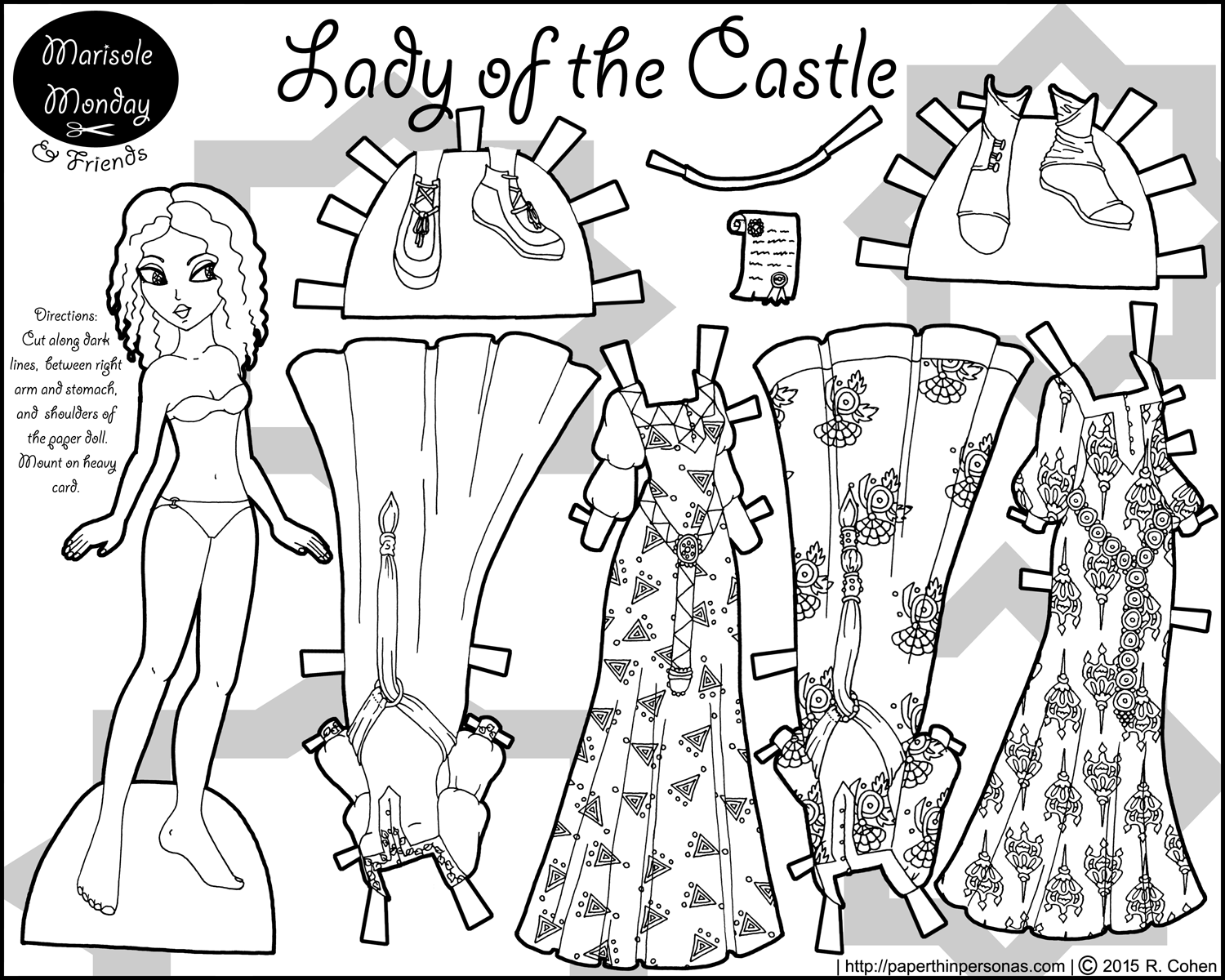 1500x1200 Lady In A Castle A Paper Doll Coloring Page Printable Paper