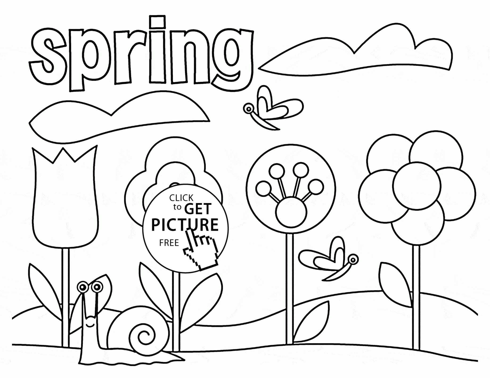 2080x1607 Spring Colouring Page Kids Coloring