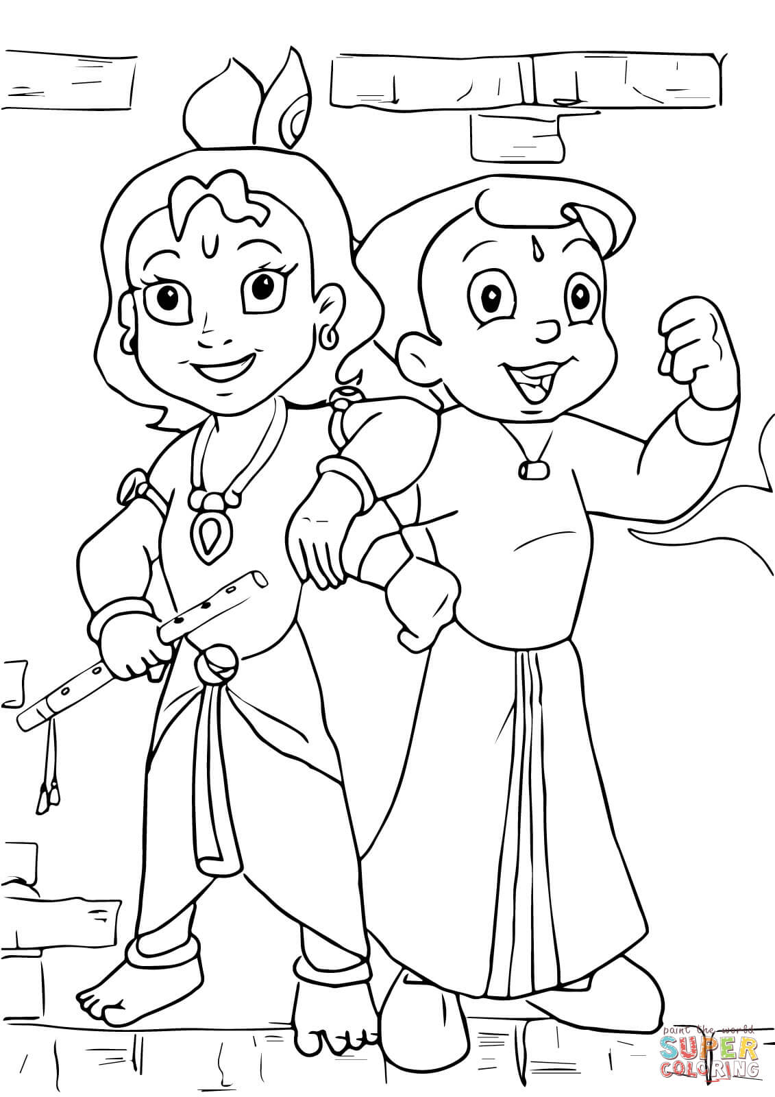 1131x1600 Chhota Bheem And Krishna Coloring Page Free Printable Coloring Pages