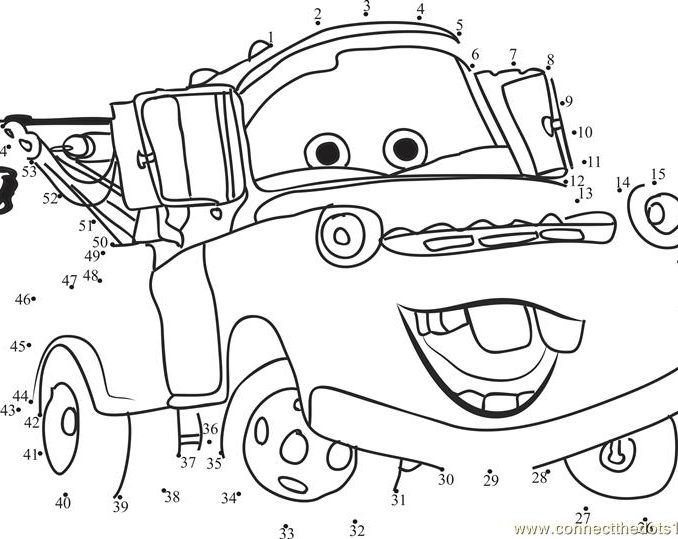 678x539 Disney Printable Worksheets Funny Cars Disney Dot To Dot Printable