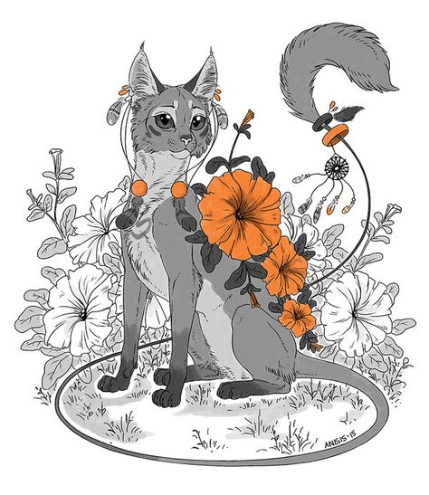 474x547 Flower Cat By Anisis Illustration Inktober, Copic