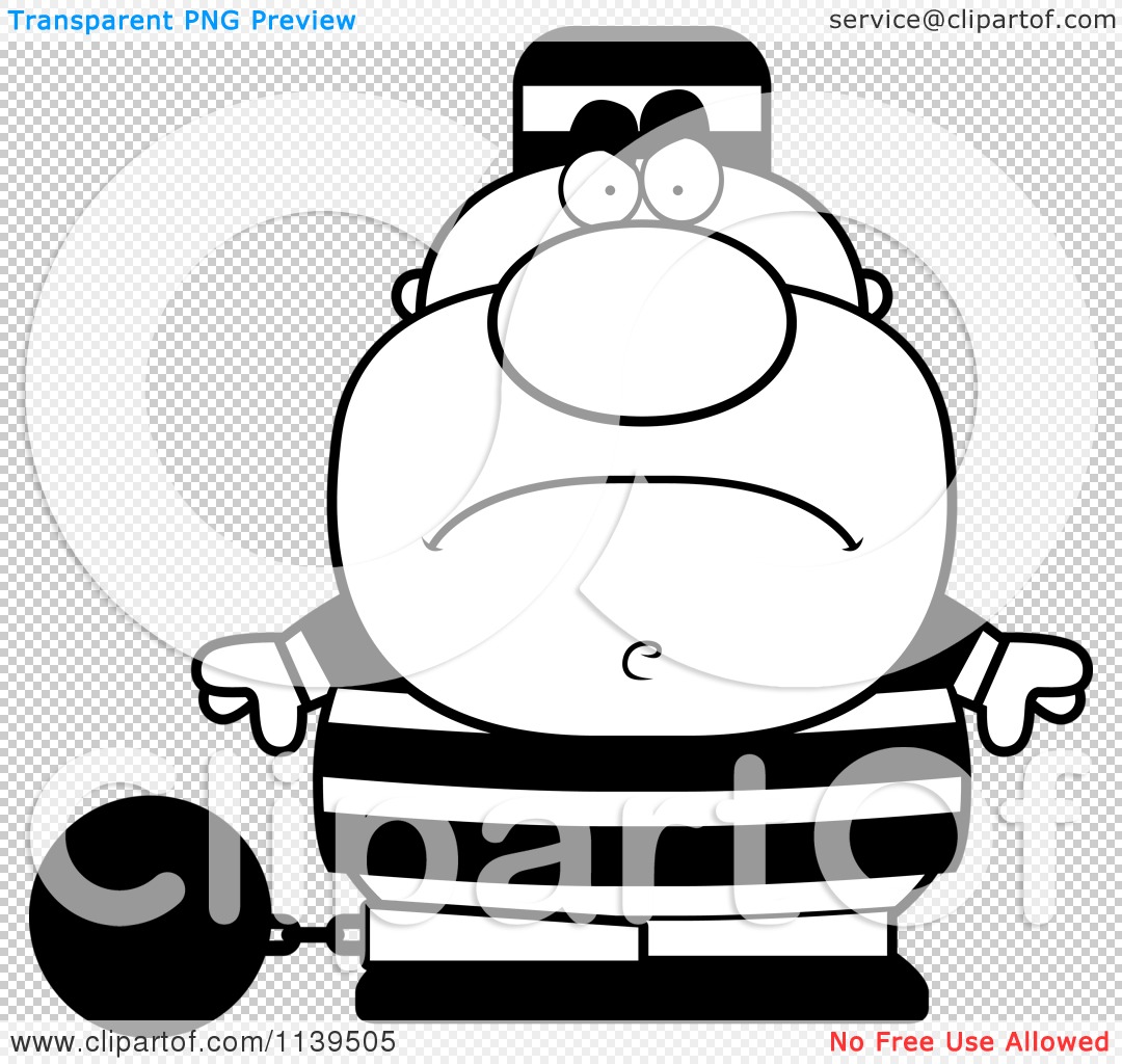 1080x1024 Cartoon Clipart Of A Black White Mad Prisoner With A Ball