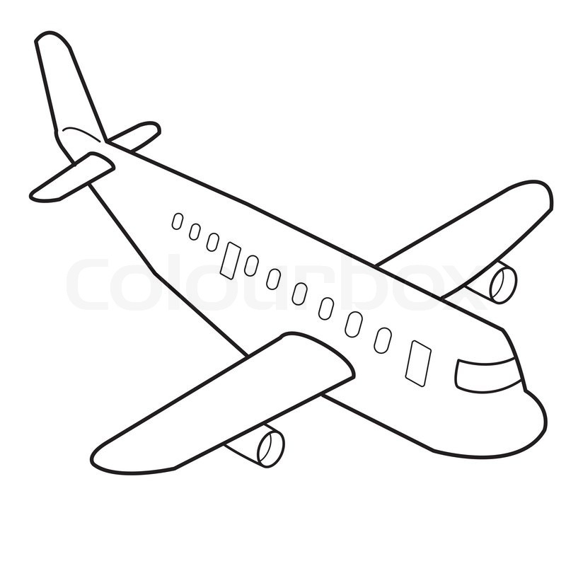 800x800 Cartoon Airplane Isolated On White Background Vector Stock