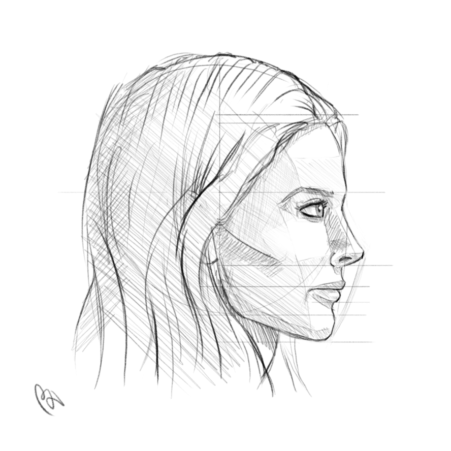 888x888 Drawing Face Profile Looking Up How To Draw The Female Face Side