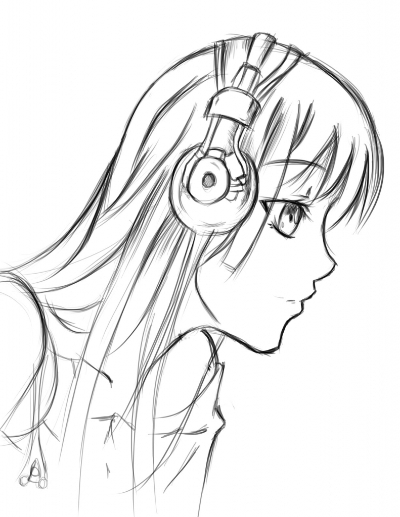 791x1024 Girls Face Drawing Side View