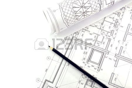 450x300 House Made Of Wooden Sticks And Project Drawings Stock Photo