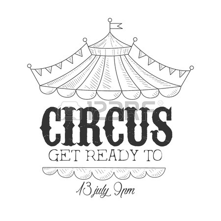 450x450 Hand Drawn Monochrome Circus Show Promotion Sign With Vintage