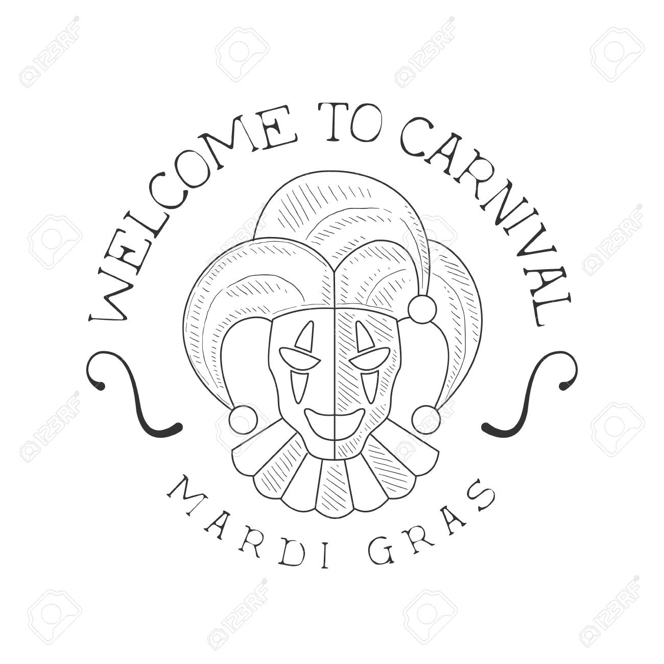 1300x1300 Hand Drawn Monochrome Mardi Gras Event Vintage Promotion Sign