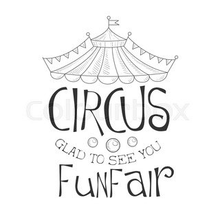 320x320 Set Of Hand Drawn Monochrome Circus Show Promotion Signs In Pencil
