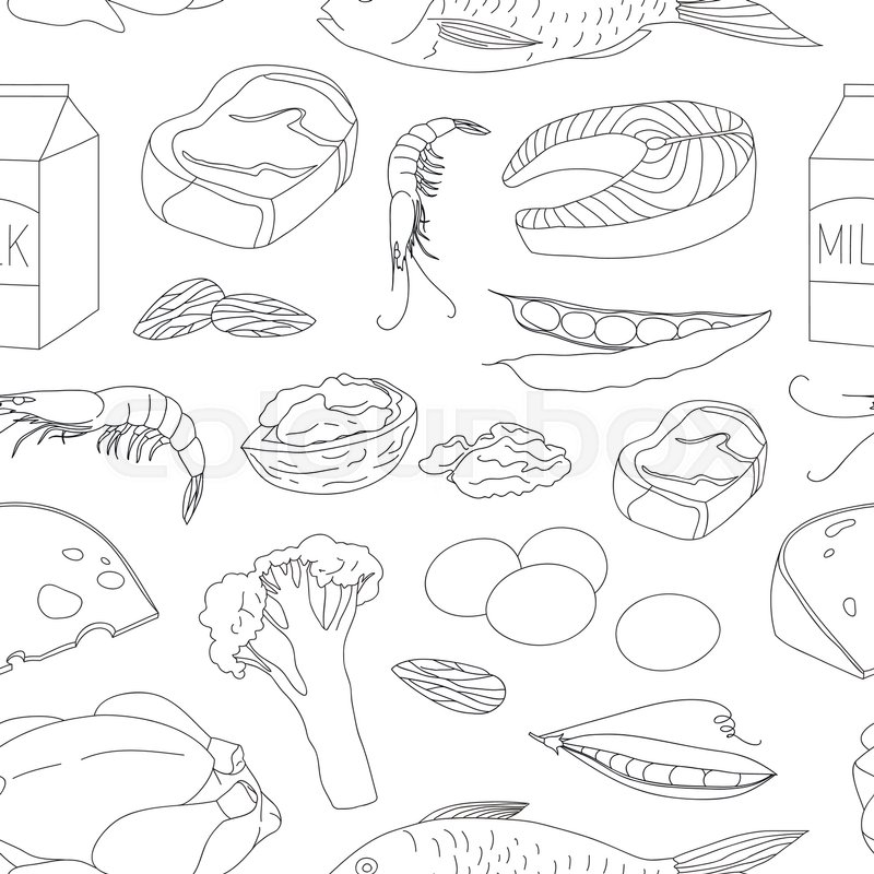 800x800 Best Protein Food Pattern For Healthy Diet With Salmon Beans