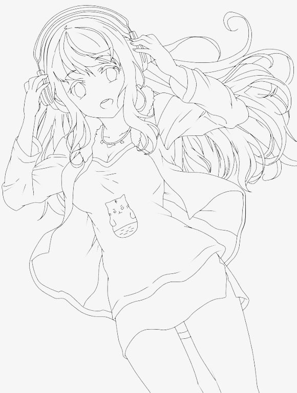 580x769 Hand Painted Girl Pencil, Line Drawings, Simple, Creative Png